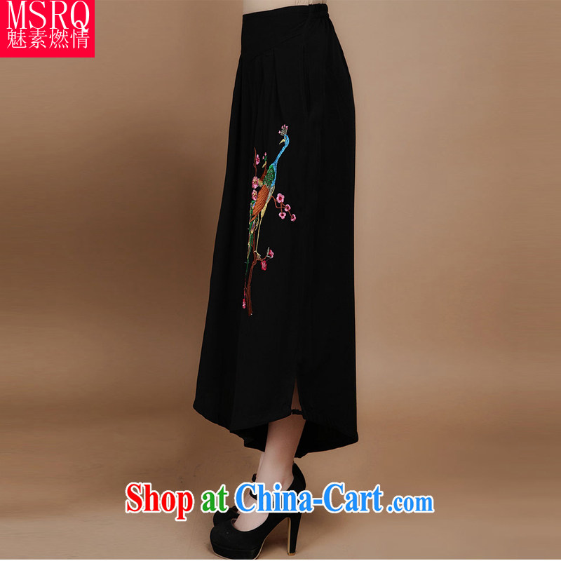 Quality of fuel and 2015 summer New Computer Embroidery cotton Tang on the Code, older MOM relaxed retro 9 pants black XXL, director of fuel (meisuranqing), shopping on the Internet