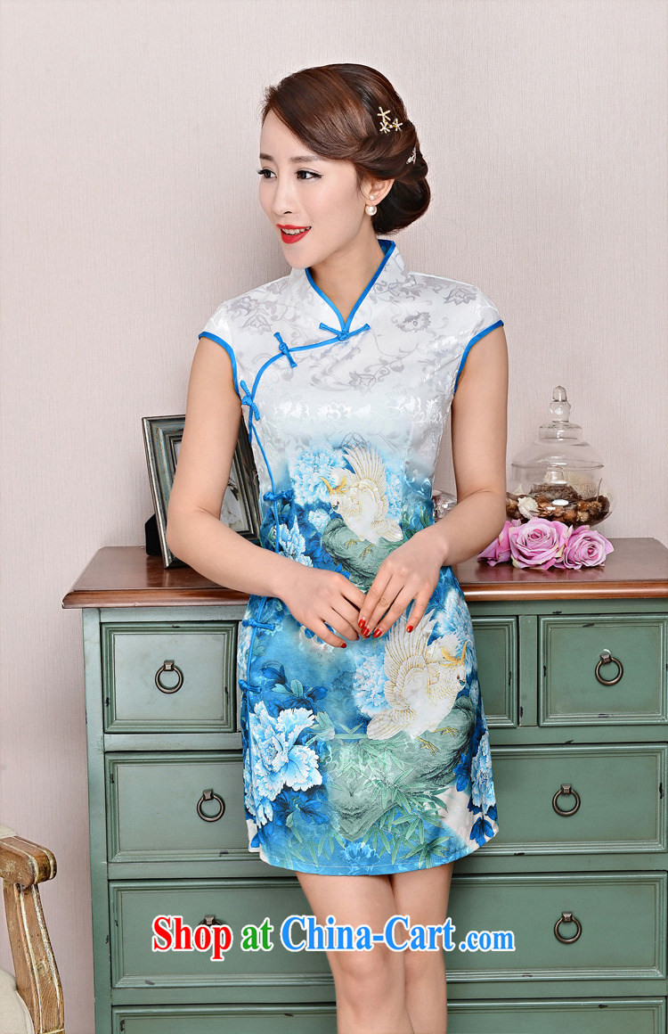 Summer 2015 new cheongsam dress stylish improved retro Silk Cheongsam daily short beauty dress girls summer 1588 article for small bird figure suit deep red XXL pictures, price, brand platters! Elections are good character, the national distribution, so why buy now enjoy more preferential! Health