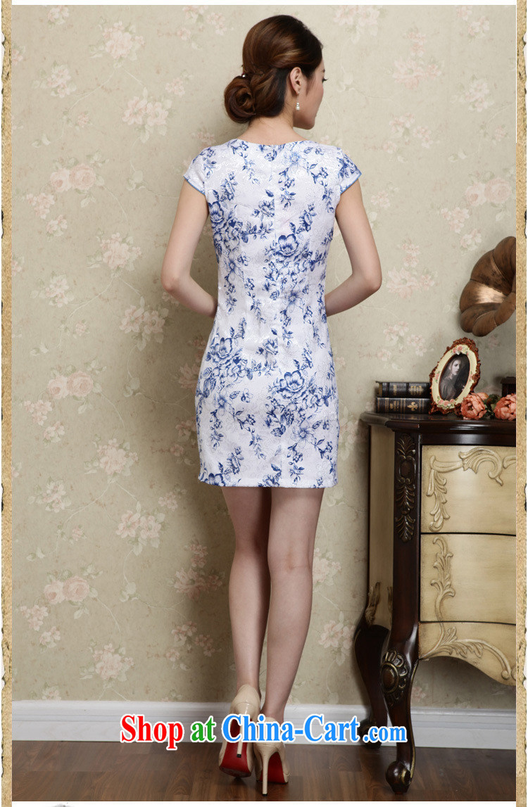 Cover Story 2015 New Spring, Summer girl fresh blue beauty stamp improved stylish retro floral cheongsam dress short-sleeved dresses blue XXL pictures, price, brand platters! Elections are good character, the national distribution, so why buy now enjoy more preferential! Health