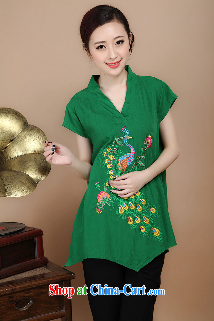 2015 summer beauty antique embroidered Chinese short-sleeved V collar Tang in long T-shirt red XL pictures, price, brand platters! Elections are good character, the national distribution, so why buy now enjoy more preferential! Health