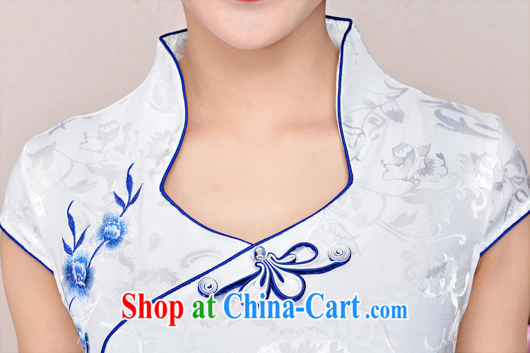 cheongsam dress 2015 New Spring, Summer girl short, cultivating jacquard ice silk and cotton and Stylish retro flower sleeveless dresses 1583 white, small flowers deep red XXL pictures, price, brand platters! Elections are good character, the national distribution, so why buy now enjoy more preferential! Health