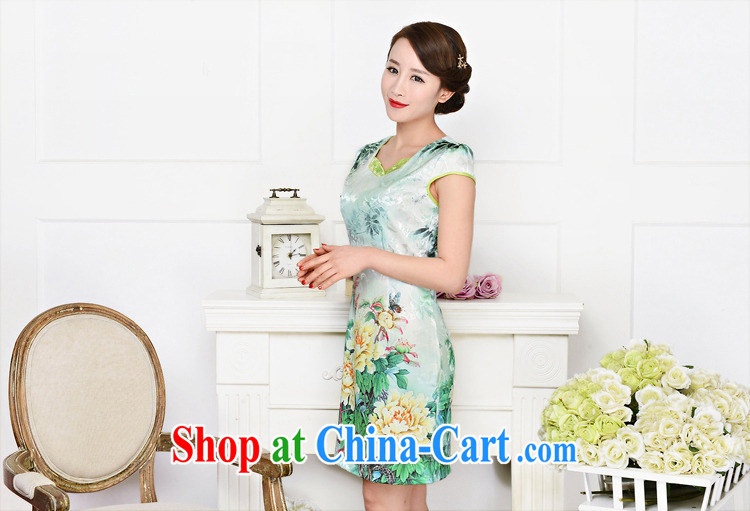 2015 new, elegant and the flap to take ice silk cotton short cheongsam ethnic wind Tang is a collar dress 1585 pink peony flowers deep red XXL pictures, price, brand platters! Elections are good character, the national distribution, so why buy now enjoy more preferential! Health