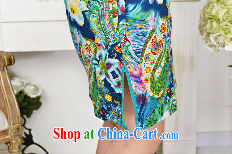 Arrogant season 2015 spring and summer new cheongsam dress retro fashion standard retro improved silk short qipao cheongsam dress beige and navy suits XXL pictures, price, brand platters! Elections are good character, the national distribution, so why buy now enjoy more preferential! Health