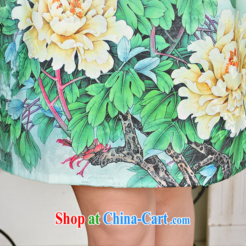 Arrogant summer season improved daily dresses female Chinese classical beauty stamp package and stylish dresses video thin dress pink Peony flowers XXL, arrogant season (OMMECHE), online shopping
