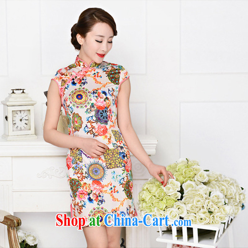 Air Shu Diane summer 2015 new, improved daily retro dresses beauty graphics thin, fashionable emulation Silk Cheongsam dress 1581 white package for landscape painting XXL, aviation Shu Diane, shopping on the Internet