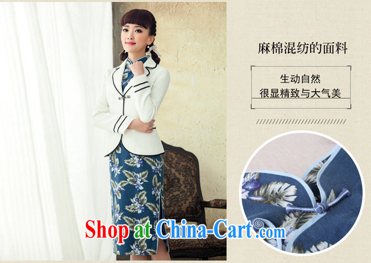 once and for all, proverbial hero film 2015 new, long cotton robes the commission improved spring and summer retro stamp cheongsam dress blue L pictures, price, brand platters! Elections are good character, the national distribution, so why buy now enjoy more preferential! Health