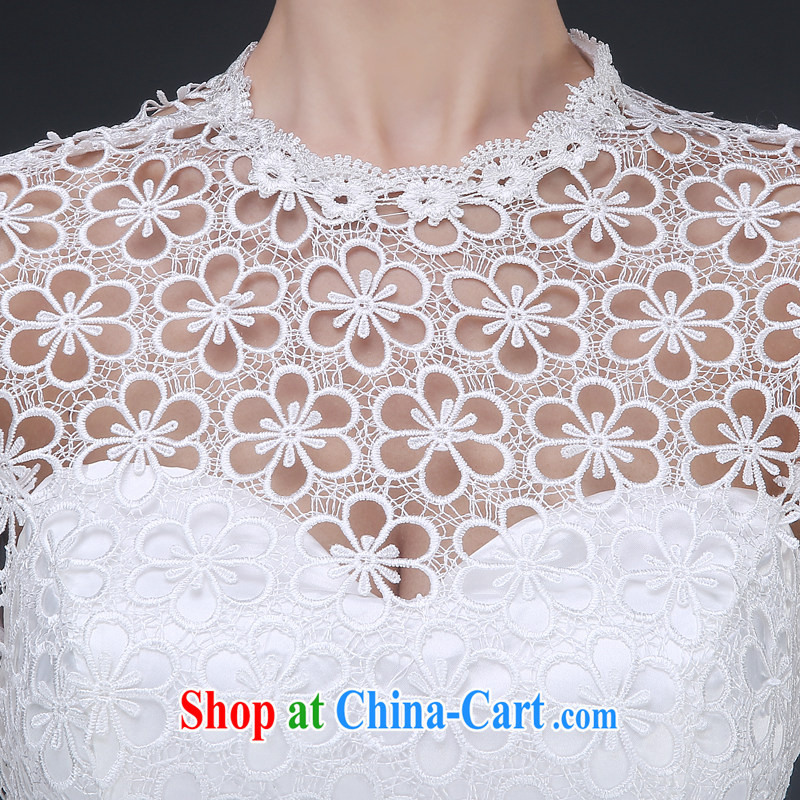 Jie MIA dresses 2015 spring short white lace bows service bridal dresses serving toast wedding stylish evening dress white XXL, Jake Mia, shopping on the Internet