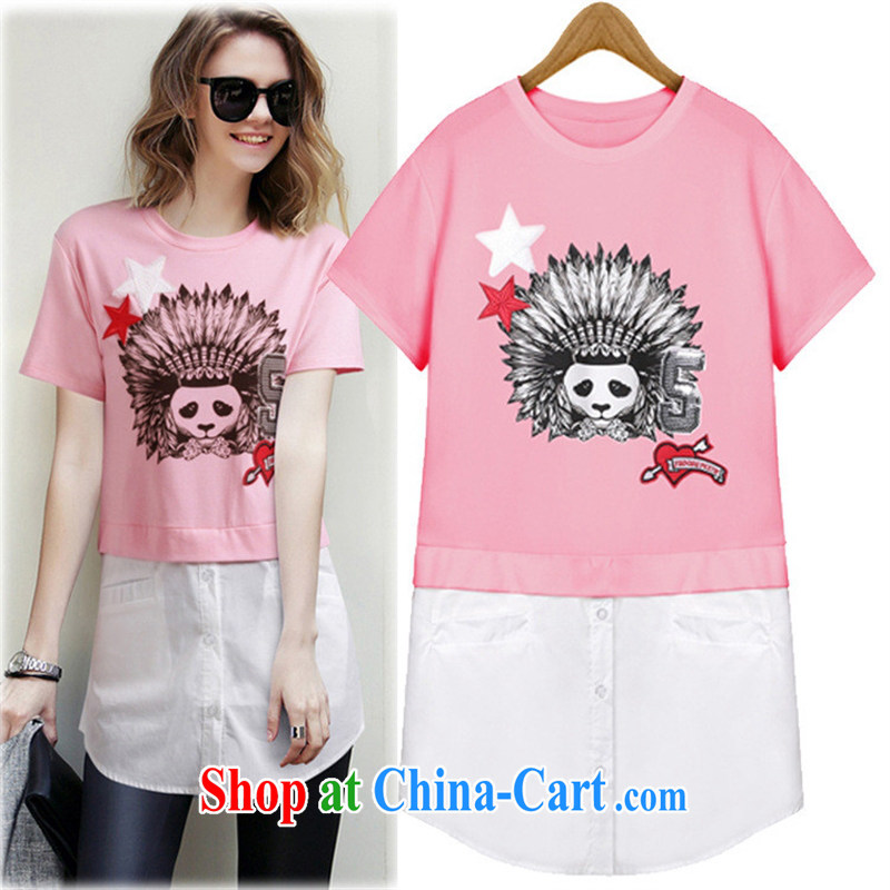 The European site 2015 summer women in Europe and the new round-collar short-sleeve Panda pattern, with spell spell color to T pension female pink L, blue rain bow, and, shopping on the Internet