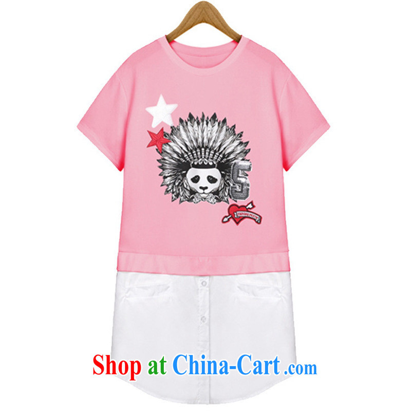 The European site 2015 summer women in Europe and the new round-collar short-sleeve Panda pattern, with spell spell color to T pension female pink L, blue rain bow, and, shopping on the Internet