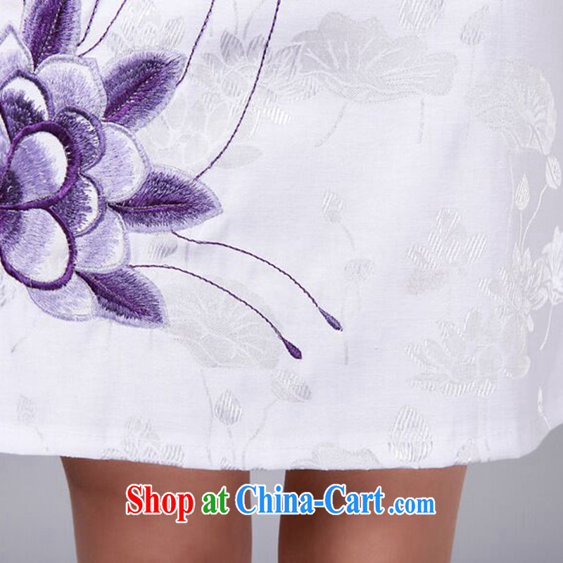 spend the summer short dresses with new female Chinese improved version, for pure cotton embroidered short dresses daily dress such as the color 2 XL, figure, and shopping on the Internet
