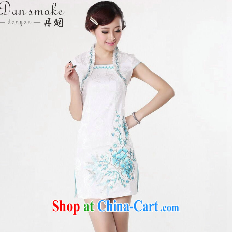 Bin Laden smoke-free Chinese qipao summer new female Chinese Dress improved version the collar jacquard cotton mini short dresses such as the color 2 XL, Bin Laden smoke, shopping on the Internet
