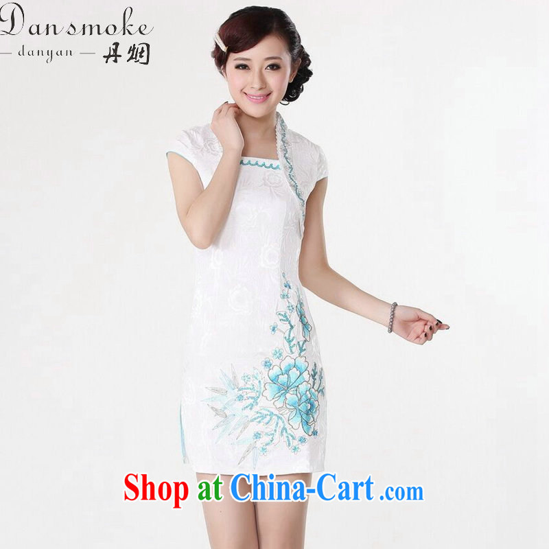 Bin Laden smoke-free Chinese qipao summer new female Chinese Dress improved version the collar jacquard cotton mini short dresses such as the color 2 XL, Bin Laden smoke, shopping on the Internet
