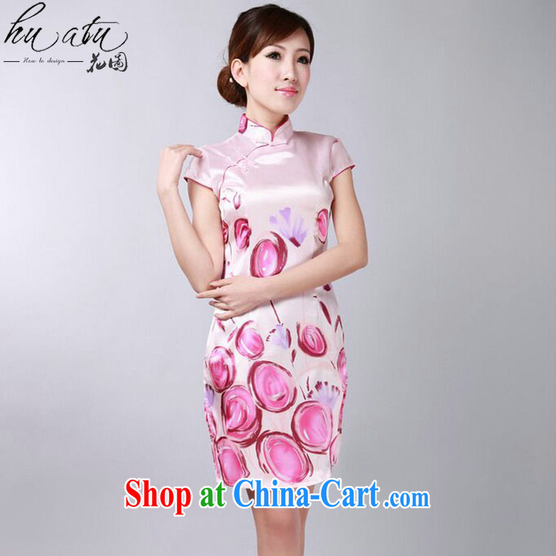 spend the summer with new female Chinese qipao Chinese improved version, for the hard-pressed damask stamp retro short dresses such as the color 2 XL, figure, shopping on the Internet