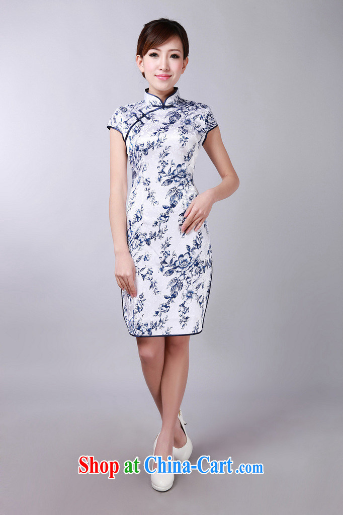 Bin Laden smoke-free summer new cheongsam dress Chinese improved blue and white porcelain Chinese, for a tight cotton short dresses such as the color 2 XL pictures, price, brand platters! Elections are good character, the national distribution, so why buy now enjoy more preferential! Health