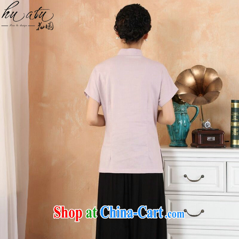 spend the summer new hand-painted cheongsam Chinese T-shirt cotton the larger Chinese female improved Han-chinese - 3 purple 4 XL, spend figure, and shopping on the Internet