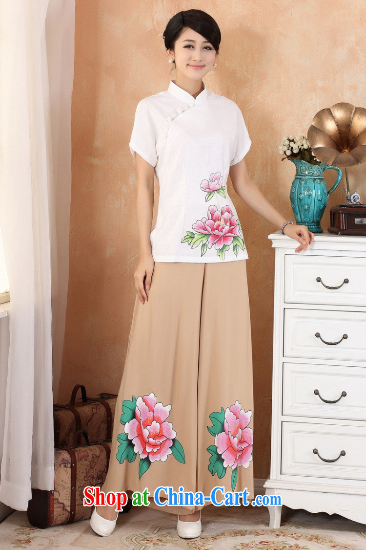 Bin Laden smoke summer new, hand-painted cheongsam Chinese T-shirt cotton mA maximum code Chinese female improved Han-chinese - 2 white 4XL pictures, price, brand platters! Elections are good character, the national distribution, so why buy now enjoy more preferential! Health