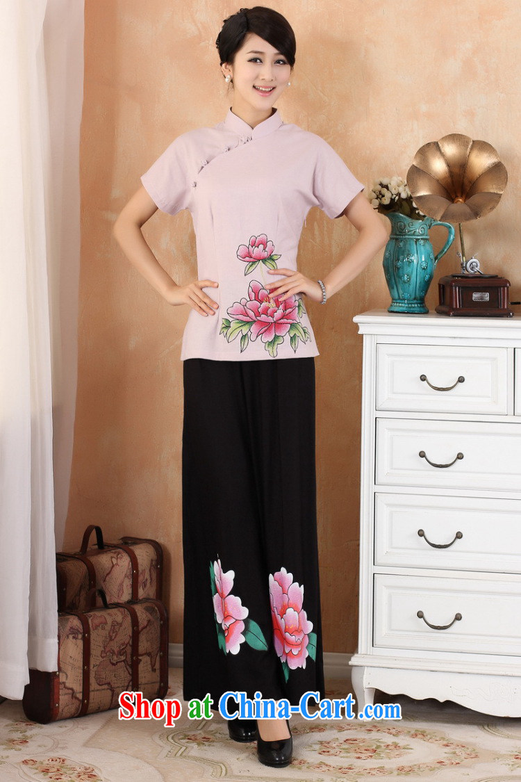 Bin Laden smoke summer new, hand-painted cheongsam Chinese T-shirt cotton mA maximum code Chinese female improved Han-chinese - 2 white 4XL pictures, price, brand platters! Elections are good character, the national distribution, so why buy now enjoy more preferential! Health