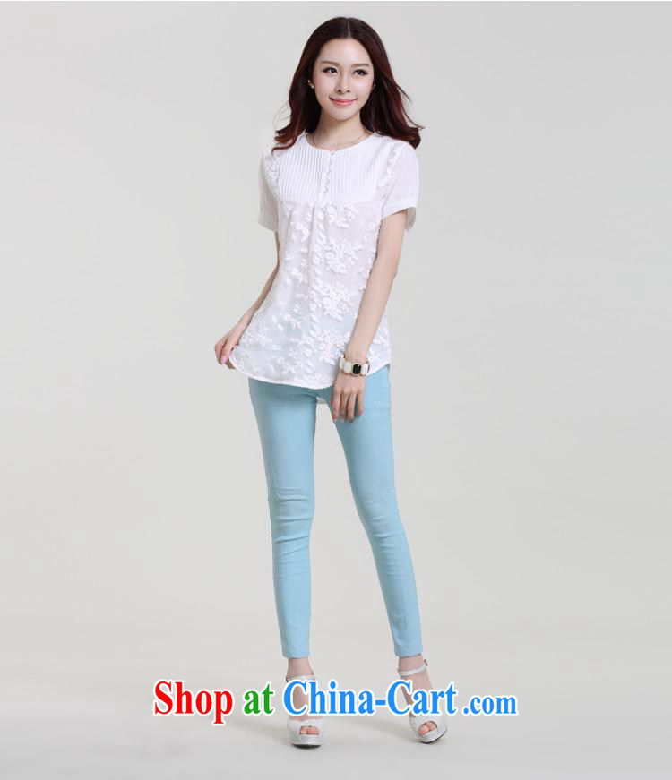hamilton 2015 FOREIGN TRADE summer new European site girls cotton the stitching large code relaxed beauty embroidered short sleeves shirt T female white 2 XL pictures, price, brand platters! Elections are good character, the national distribution, so why buy now enjoy more preferential! Health
