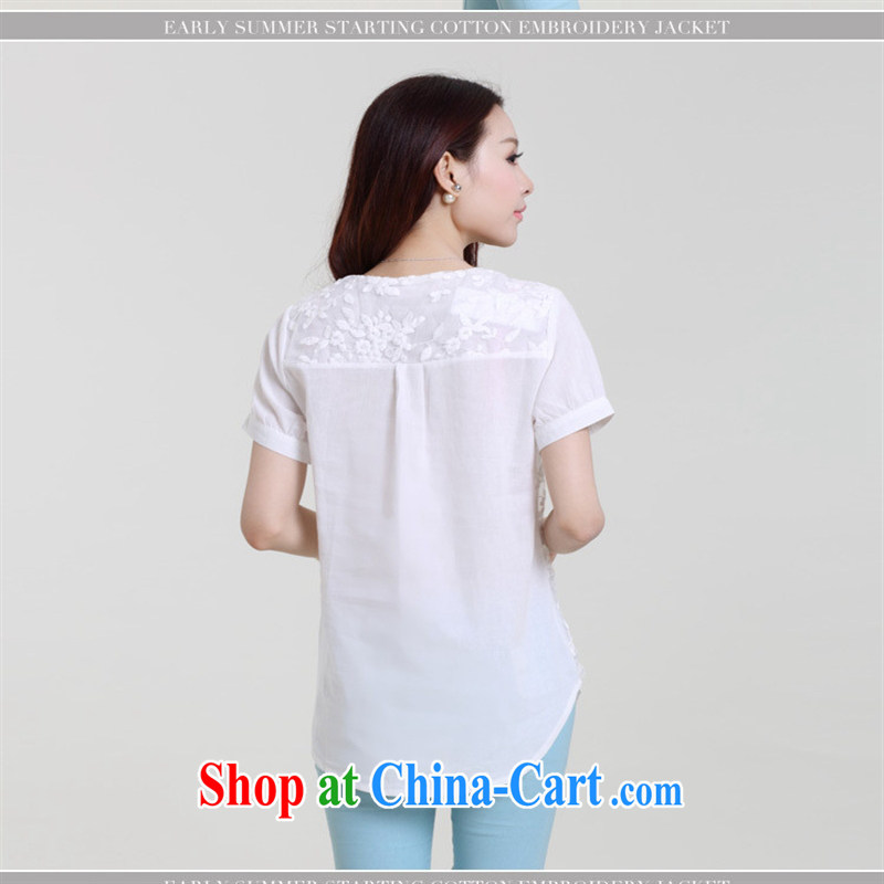 hamilton 2015 FOREIGN TRADE summer new European site girls cotton the stitching large code relaxed beauty embroidered short sleeves shirt T female white 2 XL, blue rain bow, and, on-line shopping