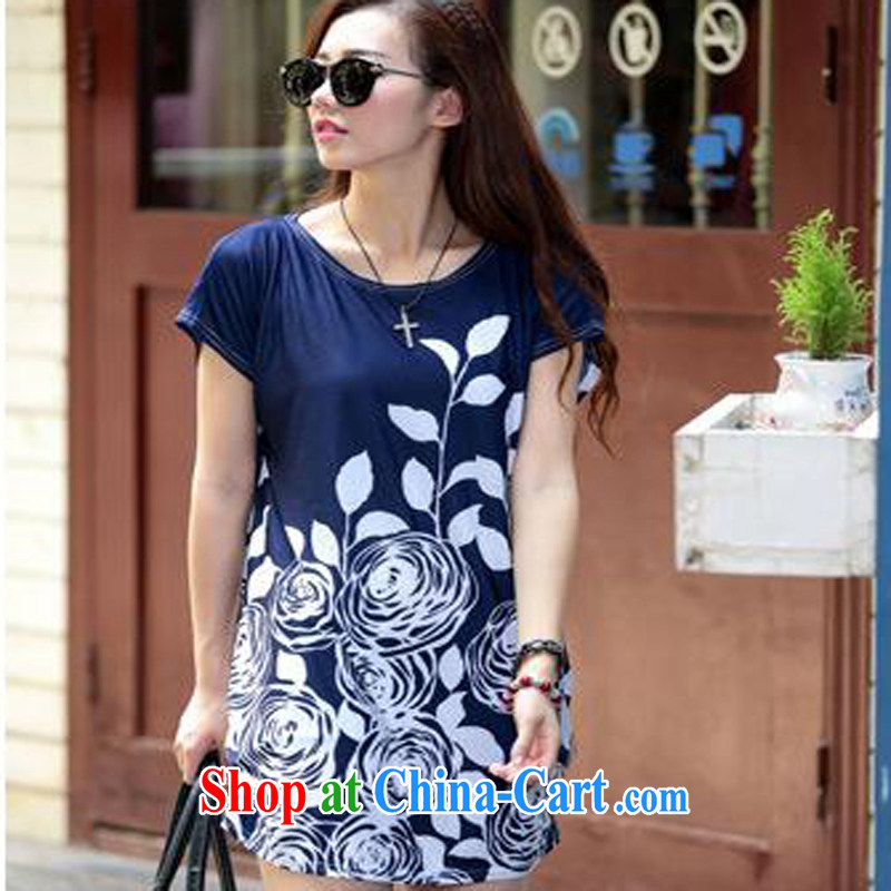 Summer 2015 New Paragraph Style in Europe and middle-aged and older persons MOM with a short-sleeved shirt T female ice, the code t-shirt dark blue, code, blue rain bow, and shopping on the Internet