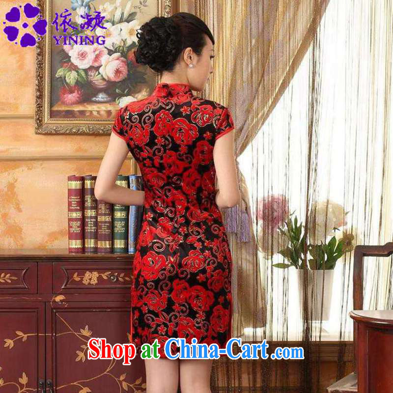 According to fuser new Chinese improved Chinese qipao stretch the wool stylish classic short-sleeved short cheongsam dress LGD/TD #0043 figure 2 XL, fuser, and shopping on the Internet