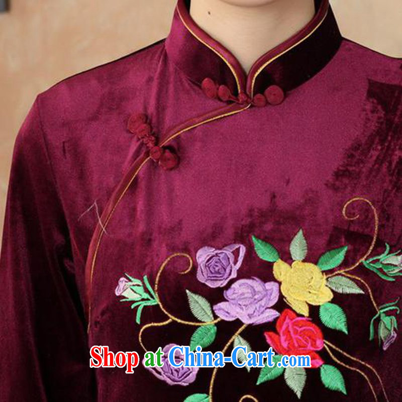 According to fuser and stylish new women with improved daily Chinese qipao stretch the silk embroidered beauty in short sleeves cheongsam dress LGD/TD 0042 # -A black 2 XL, according to fuser, online shopping
