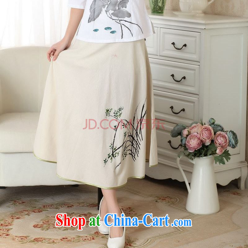 And Jing Ge summer new skirt summer dress new paragraph 100 on ethnic wind cotton Ma hand-painted body skirt girls A field skirt picture color XL, Jing Ge, shopping on the Internet