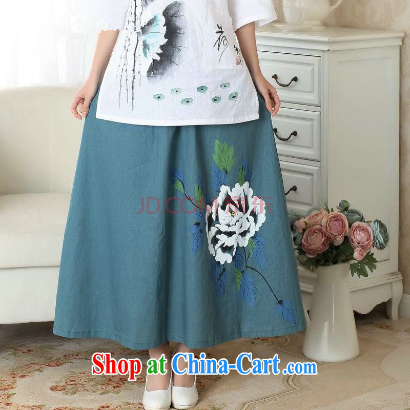 And Jing Ge older skirt summer dress body cotton the hand painted ethnic wind load mother dress picture color M, Miss Au King pavilion, shopping on the Internet