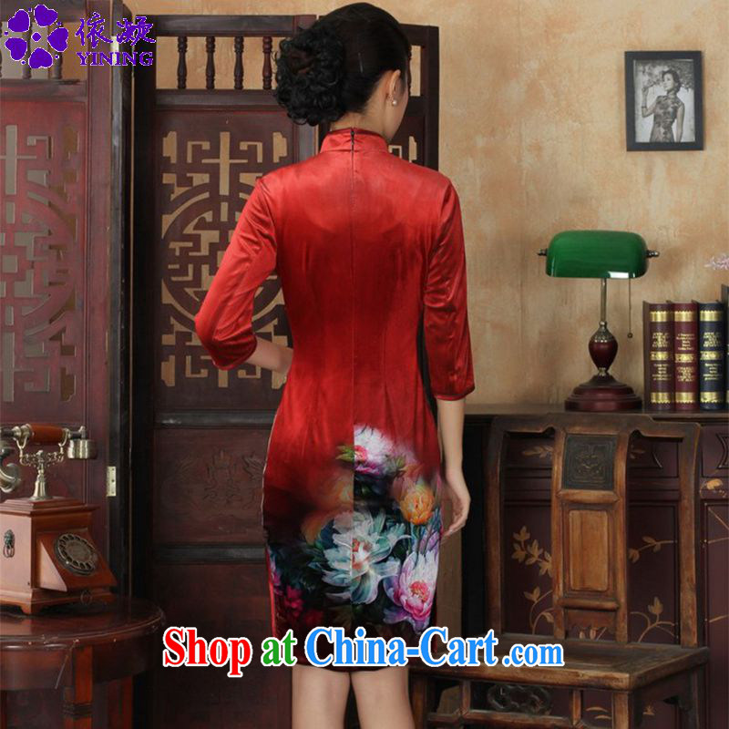 According to fuser and stylish new Ethnic Wind improved female dresses, velvet poster 7 sub-cuff cultivating cheongsam dress LGD/TD 0034 #3 XL, fuser, and shopping on the Internet