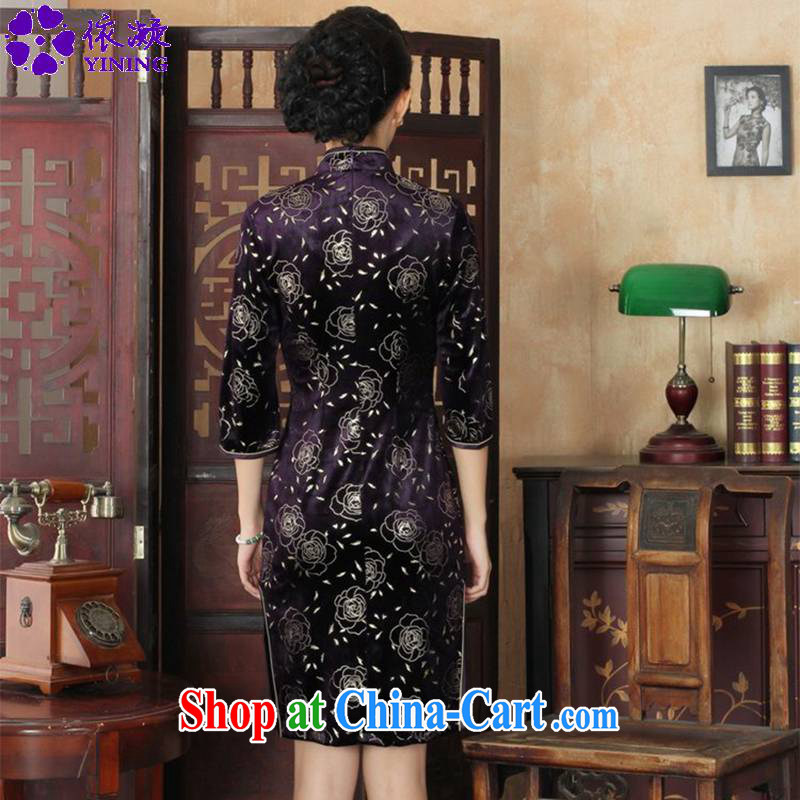 According to fuser and stylish new Ethnic Wind female Chinese qipao, scouring pads Sau San 7 cuff cheongsam dress LGD/TD 0028 #3 XL, fuser, and Internet shopping