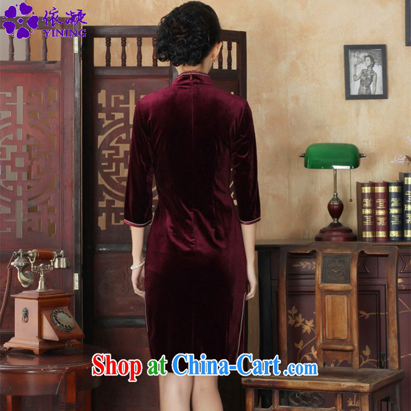 According to fuser and stylish new female-stretch is really scouring pads, for a tight cultivating 7 cuff with Tang cheongsam dress LGD/TD 0026 #wine red 3 XL, fuser, and shopping on the Internet