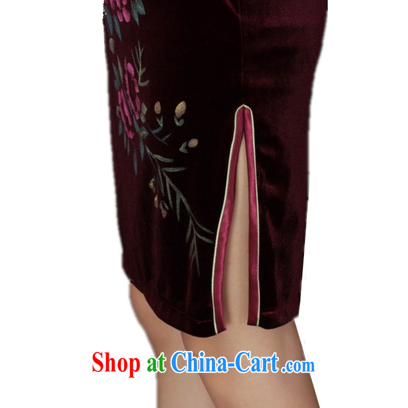 According to fuser and stylish new female-stretch is really scouring pads, for a tight cultivating 7 cuff with Tang cheongsam dress LGD/TD 0026 #wine red 3 XL, fuser, and shopping on the Internet