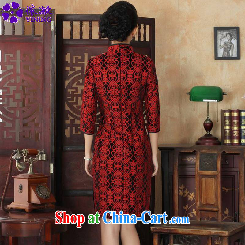 According to fuser stylish new ladies dresses Ethnic Wind lace gold velour 7 beauty cuff cheongsam dress LGD/TD 0025 #3 XL, fuser, and online shopping