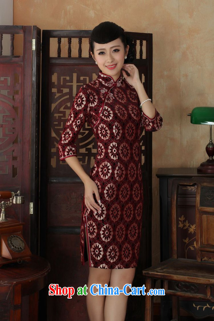 In accordance with fuser spring new female dresses Ethnic Wind lace gold velour cultivating 7 cuff cheongsam dress LGD/TD 0023 #3 XL pictures, price, brand platters! Elections are good character, the national distribution, so why buy now enjoy more preferential! Health