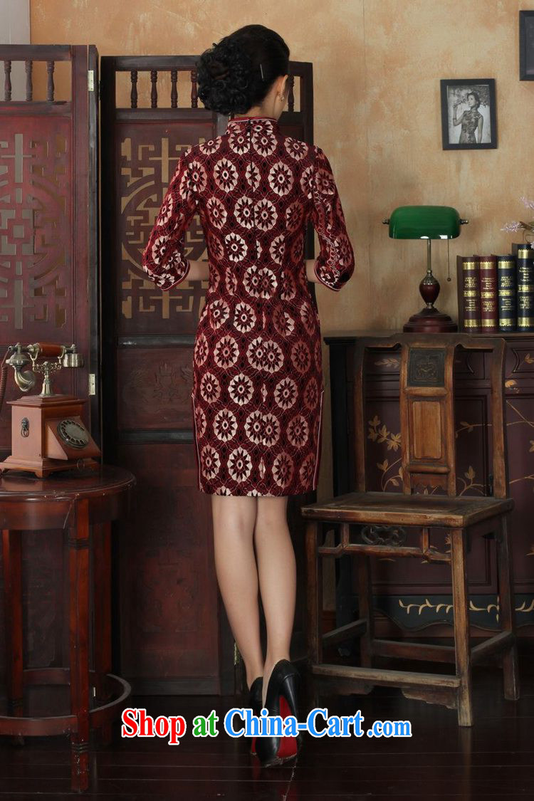 In accordance with fuser spring new female dresses Ethnic Wind lace gold velour cultivating 7 cuff cheongsam dress LGD/TD 0023 #3 XL pictures, price, brand platters! Elections are good character, the national distribution, so why buy now enjoy more preferential! Health