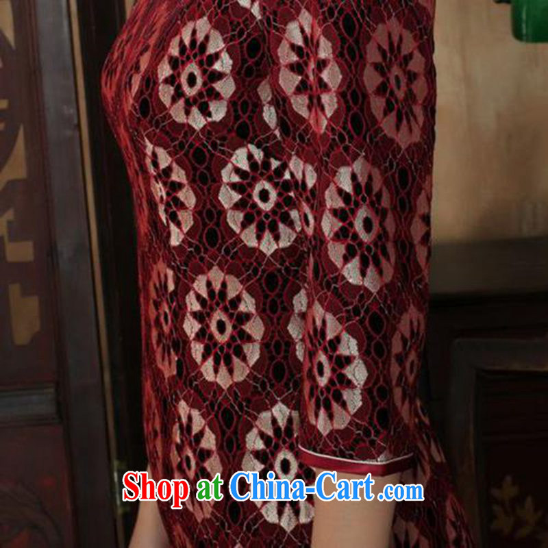 According to fuser spring new female dresses ethnic wind lace gold velour cultivating 7 sub-cuff cheongsam dress LGD/TD #0023 figure 3 XL, fuser, and shopping on the Internet