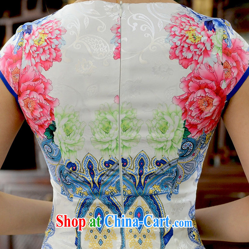 2015 summer new dress robes and the root yarn embroidery floral dresses stamp retro short cheongsam dress 15 821 Q XL suit, Chun Yat-wah (QueensMakings), online shopping