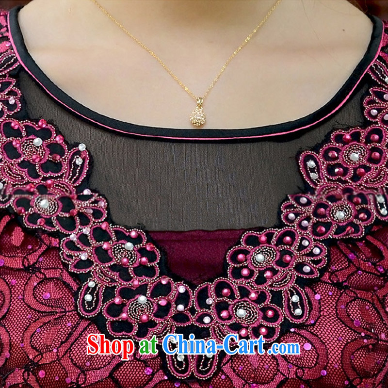 2015 summer new female dresses retro embroidery dresses fluoroscopy short, cultivating cheongsam dress Q 15 840 dark red M, Chun Yat-wah (QueensMakings), online shopping
