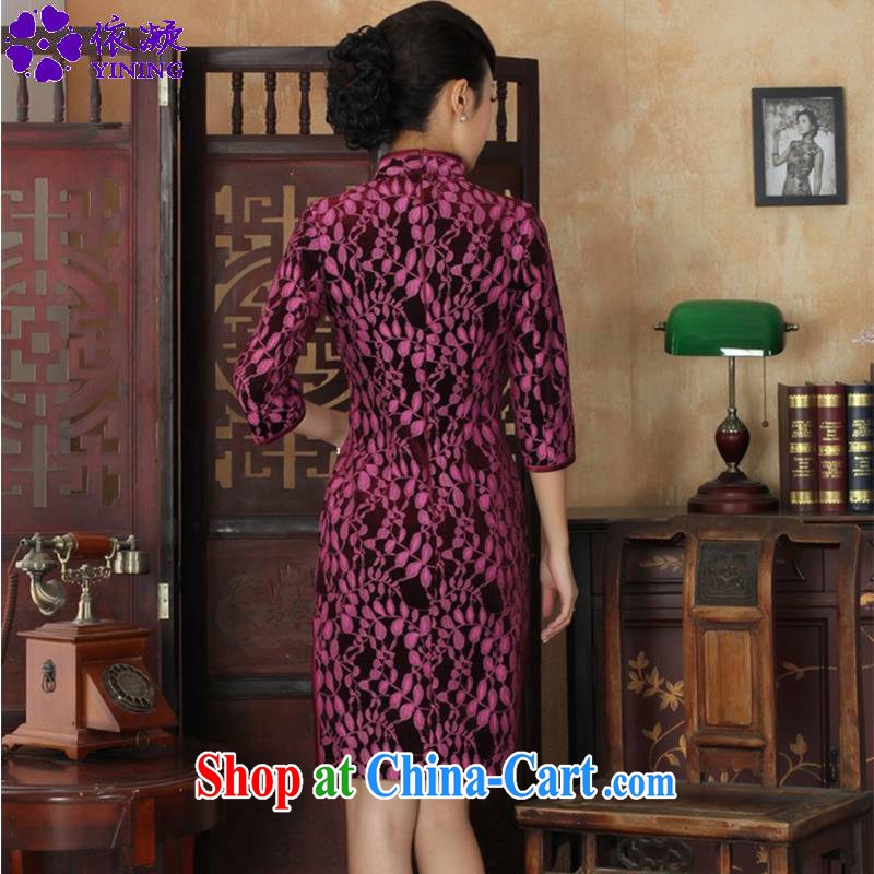 In accordance with fuser new female Chinese improved Chinese qipao lace gold velour Sau San cheongsam dress 7 cuff cheongsam LGD/TD 0019 #3 XL, fuser, and Internet shopping