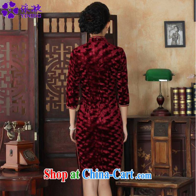 According to fuser stylish new female Ethnic Wind improved daily Chinese qipao, wool beauty 7 cuff Chinese qipao dress LGD/TD 0018 #wine red 3 XL, according to gel, and, shopping on the Internet