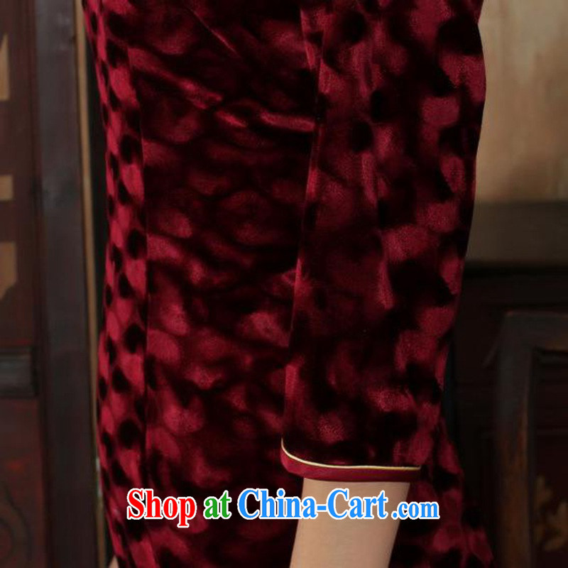 According to fuser stylish new female Ethnic Wind improved daily Chinese qipao, wool beauty 7 cuff Chinese qipao dress LGD/TD 0018 #wine red 3 XL, according to gel, and, shopping on the Internet