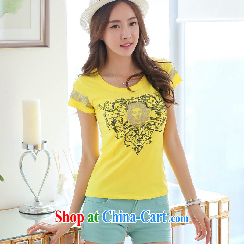 Ya-ting store 2015 summer new 100 on female college students short-sleeved cotton stamp beauty graphics thin large code t-shirt by red XL, blue rain bow, and shopping on the Internet