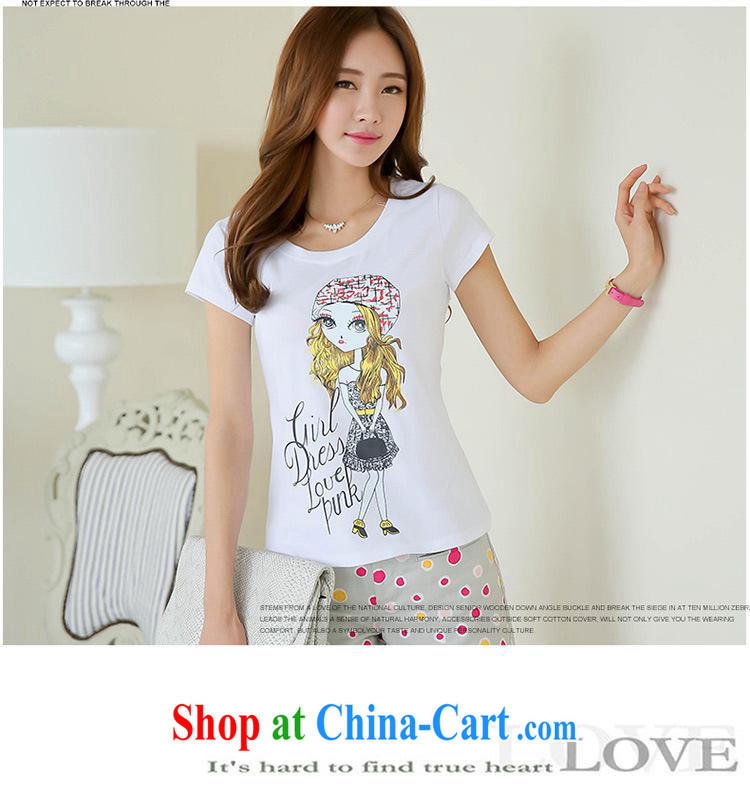 Ya-ting store 2015 summer new female students cute pure cotton short-sleeved Korean Beauty larger cartoon T pension white XL pictures, price, brand platters! Elections are good character, the national distribution, so why buy now enjoy more preferential! Health