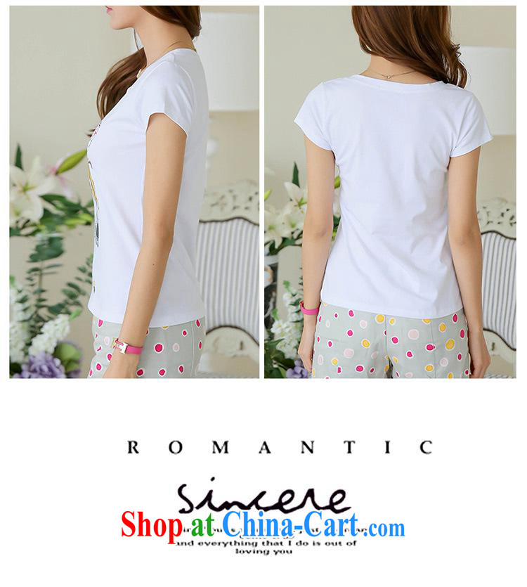 Ya-ting store 2015 summer new female students cute pure cotton short-sleeved Korean Beauty larger cartoon T pension white XL pictures, price, brand platters! Elections are good character, the national distribution, so why buy now enjoy more preferential! Health