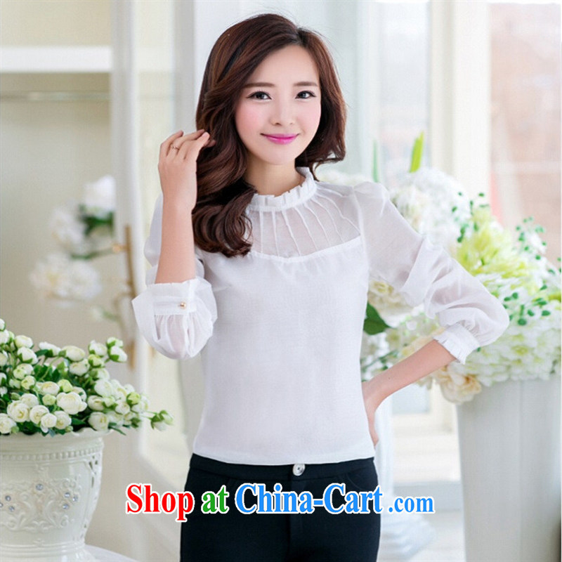 2015 spring and summer new female Korean East Gate stacks for solid color and snow solid woven shirts ladies wholesale light blue XL