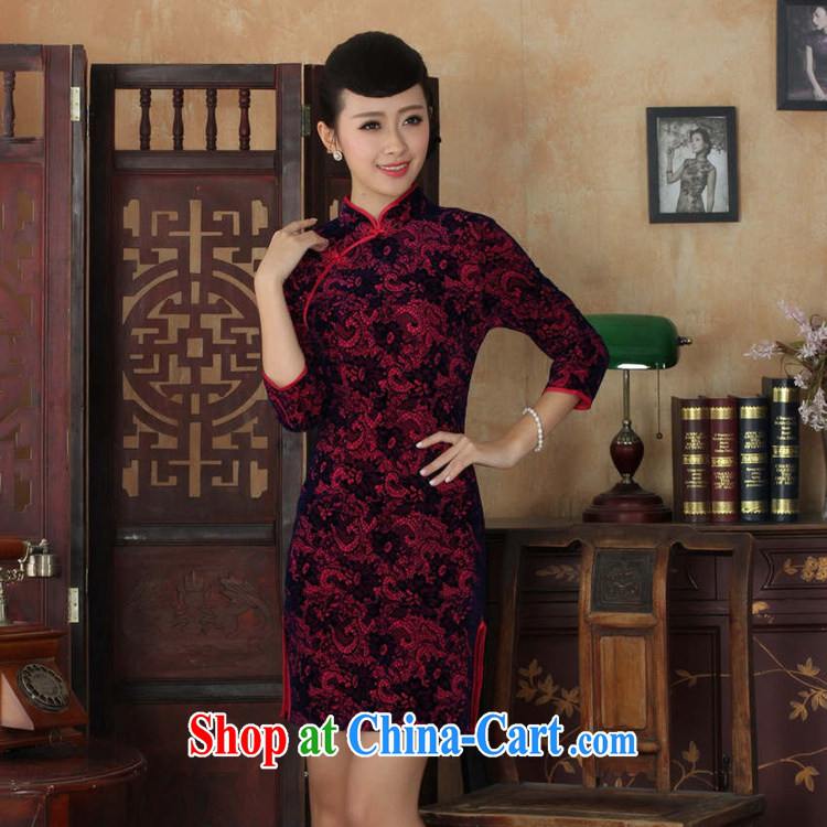According to fuser stylish new female Ethnic Wind Chinese qipao, for a tight gold velour cultivating 7 cuff Chinese cheongsam dress LGD/TD 0016 # of red 2 XL pictures, price, brand platters! Elections are good character, the national distribution, so why buy now enjoy more preferential! Health