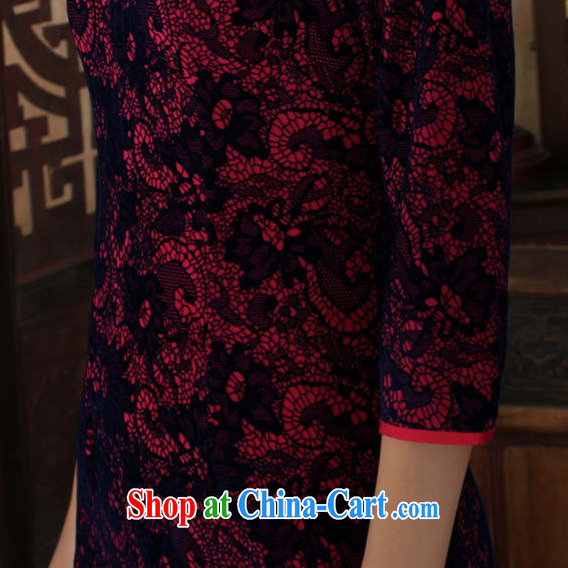 According to fuser stylish new female Ethnic Wind Chinese qipao, for a tight gold velour cultivating 7 cuff Chinese cheongsam dress LGD/TD 0016 # of red 2 XL, according to fuser, online shopping