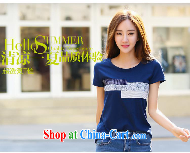 Ya-ting store 2015 South Korea, short-sleeved shirt T female summer new, larger female Korean loose stamp student Yi blue XL pictures, price, brand platters! Elections are good character, the national distribution, so why buy now enjoy more preferential! Health