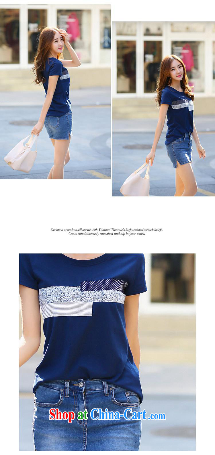 Ya-ting store 2015 South Korea, short-sleeved shirt T female summer new, larger female Korean loose stamp student Yi blue XL pictures, price, brand platters! Elections are good character, the national distribution, so why buy now enjoy more preferential! Health
