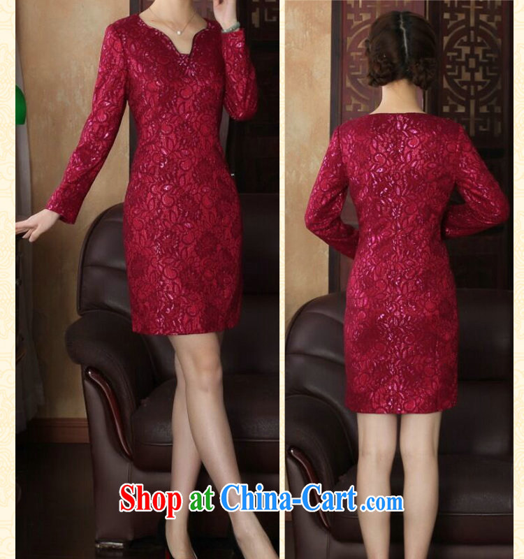 Dan smoke spring new Chinese Dress U for improved cheongsam dress manually staple Pearl lace dinner long-sleeved qipao gown shown in Figure 3XL pictures, price, brand platters! Elections are good character, the national distribution, so why buy now enjoy more preferential! Health